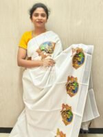 Nira Kerala Mural Printed Onam Sarees | KML1
