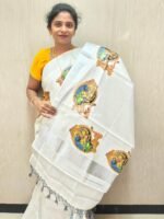Nira Kerala Mural Printed Onam Sarees | KML1 - Image 2